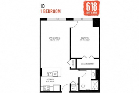 One Bedroom 1 Bath 771 sq. ft.